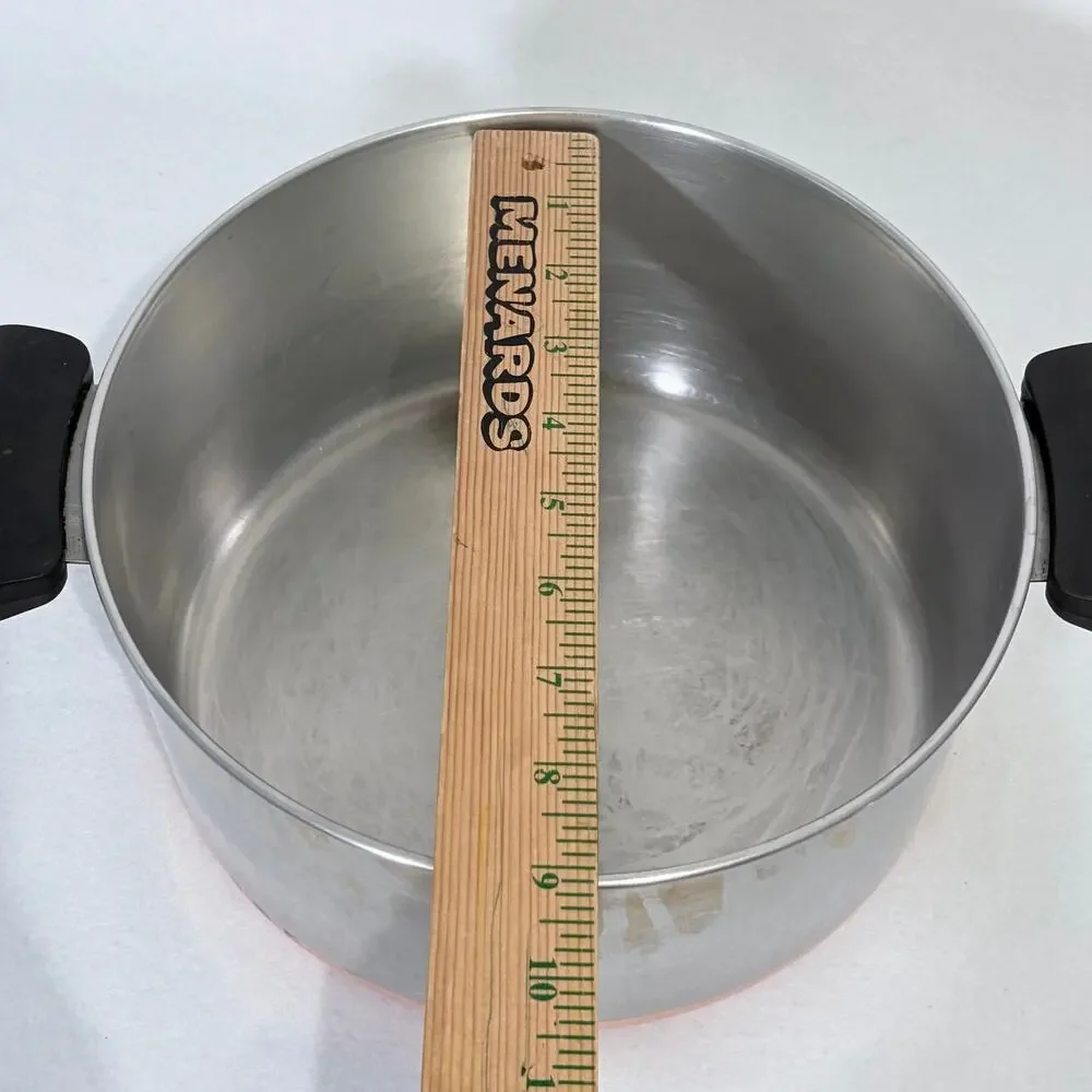 Revere Ware 1801 4 1/2 Qt Stainless Steel Stock Pot with Lid Double Ring Stamp